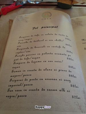 Omra Elias main course menu at Omra Elias in Bucharest