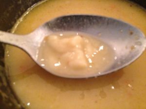 lumps in my lentil soup at Omra Elias in Bucharest