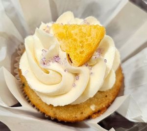 Lemon lavender cupcake at Deliciously Vegan SF in San Francisco
