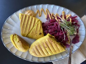 Mexican cornbread sandwich  at Organic Garden Eatery - Studio Odeonsplatz by Mercedes-Benz  in Munich