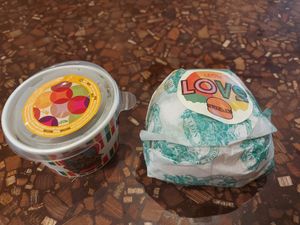 Burger and slaw at LEON in South West London