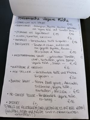 Current menu  at Grado Babo in Berlin