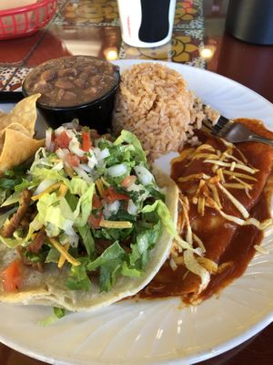 Taco and enchilada combo  at Tacos Cancun in Costa Mesa