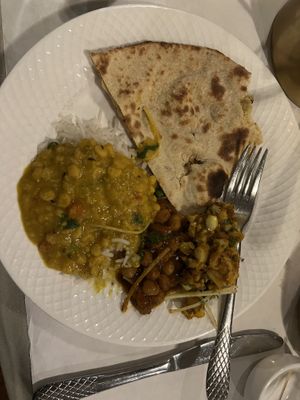Dal, chickpeas, spicy cauliflower with ginger   at Chola in New York City