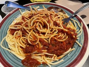 Spaghetti with marinara. Classic, simple, & comforting. Might order it with vegan cheese next time.  at Giovanni's Restaurant and Bar in Mammoth Lakes