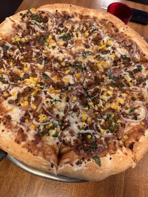 Spicy Thai pizza vegan  at Giovanni's Restaurant and Bar in Mammoth Lakes