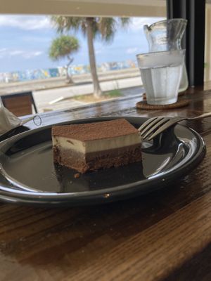 Raw tiramisu  at Blue Point Falafel & Coffee in Yomitan