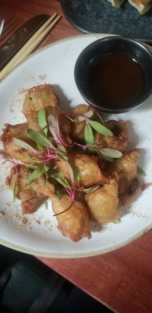 Oyster mushroom tempura beer batter with spicy ponzu sauce at Third Kingdom in New York City