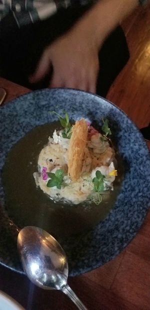 Silver dollar with mushroom gratin- my favorite! at Third Kingdom in New York City