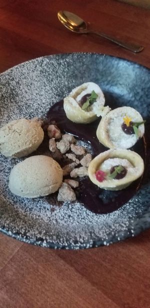 Chocolate and black truffles tortellini vanilla icecream at Third Kingdom in New York City