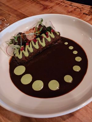 BLACK PEARL OYSTER (GF)

mole, enchilada, epazote sour cream, broccolini at Third Kingdom in New York City