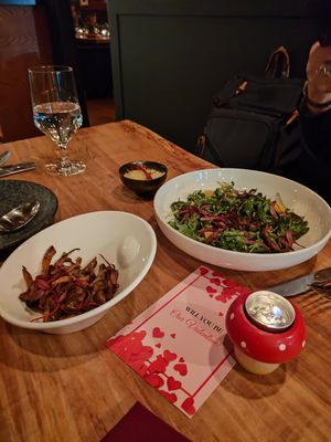 YELLOW ENOKI salad with the foraged mushroom special at Third Kingdom in New York City