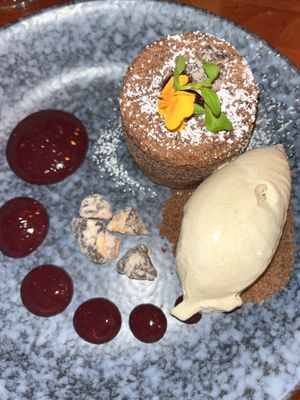 Lava cake with rosemary & porcini "ice cream" 💋   at Third Kingdom in New York City