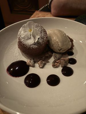 The dessert was very good. Rosemary ice cream was overpowering on its own but combined well with the cake.   at Third Kingdom in New York City