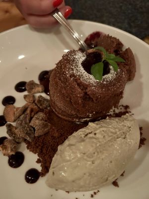 Lava cake with candied shiitake   at Third Kingdom in New York City