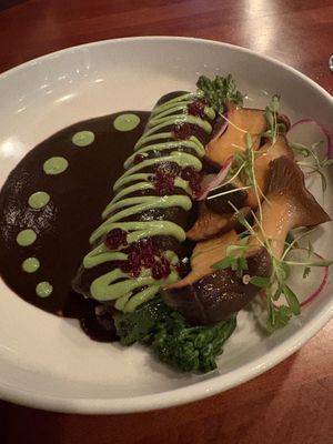 Black oyster with enchilada with jack fruit  at Third Kingdom in New York City