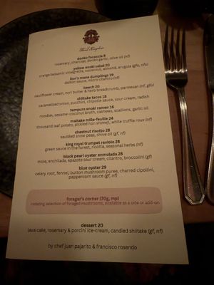 Food menu  at Third Kingdom in New York City