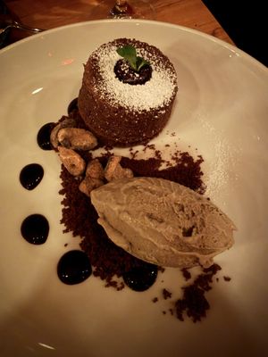 Lava cake + porcini ice cream + shiitake nuggets   at Third Kingdom in New York City