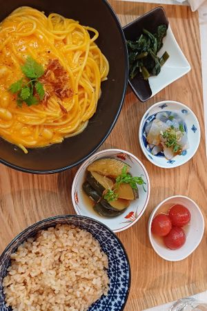 Pasta lunch at W Holistic Cafe in Osaka