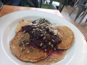 Vegan pancakes at Brown & Green Life in South East London