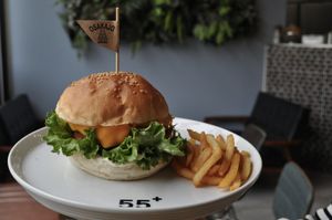 Vegan Cheese Burger at 55+ カフェ in Osaka