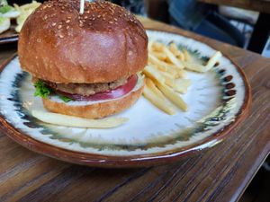 Hamburger at 55+ カフェ in Osaka