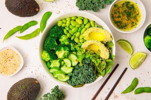Light Detox Bowl.
Carefully chosen mix of veggies and sauce that helps those who are very conscious about calories and nutrients. Avocado, trio salad, kale leaves, broccoli, edama at Dobro Top Vegan   in Dubai