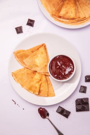 Rice flour non-gluten crepes with chocolate and caramel.
 at Dobro Top Vegan   in Dubai