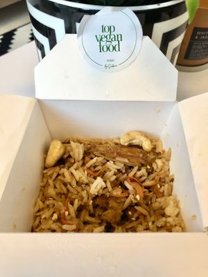 Fried rice with non-chicken  at Dobro Top Vegan   in Dubai