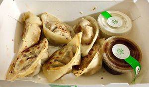 No-chicken gyoza  at Dobro Top Vegan   in Dubai