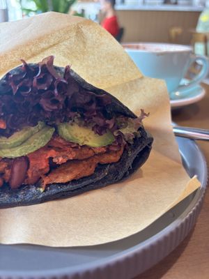 Chikn avocado wrap in charcoal pitta #Veganuary at Dobro Top Vegan   in Dubai