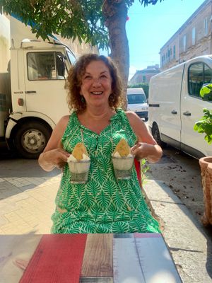 Lyn and the Arancini at Vegan Food Tour Ortigia in Siracusa
