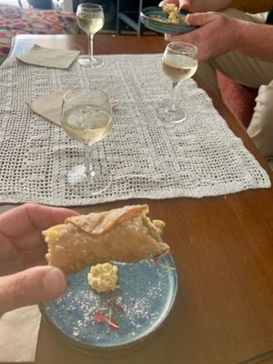 Sometimes the tour guide craves a cannolo too! - April 2024 at Vegan Food Tour Ortigia in Siracusa