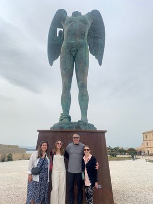 We were all perplexed by the statue! 😂 - March 2024 at Vegan Food Tour Ortigia in Siracusa
