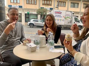 We all laughed constantly throughout the tour! But this could be a sugar high! - March 2024 at Vegan Food Tour Ortigia in Siracusa