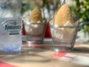 These arancini are huge and delicious plus glutenfree - March 2024 at Vegan Food Tour Ortigia in Siracusa