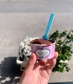 Dark chocolate (fondente)at one of Tonia's favorite gelateria's - March 2024 at Vegan Food Tour Ortigia in Siracusa