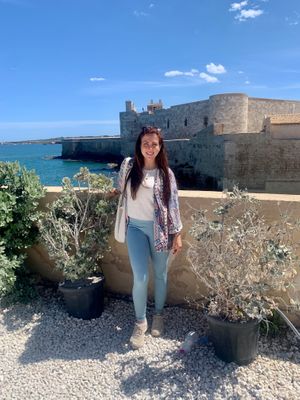 Overlooking the castle - May 2024 at Vegan Food Tour Ortigia in Siracusa