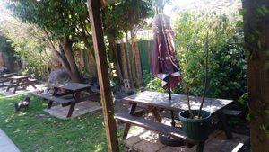 And into the garden from the covered seating area at George and Dragon in Salisbury