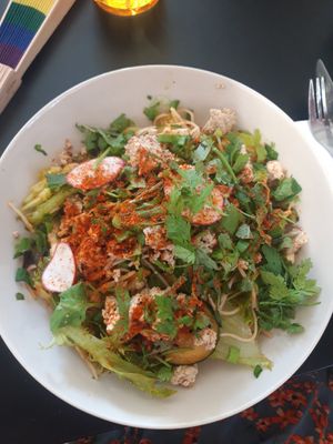 Spicy gochujang-noodle salad at Ravintola Lohtu in Helsinki