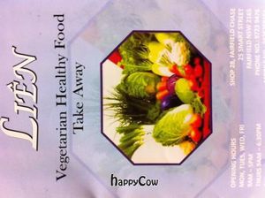 Menu Cover at Lien Vegetarian Healthy Food in Fairfield
