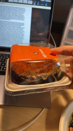 Carrot cake is pre packaged ig at Veggie Grill by Next Level - University Village in Seattle