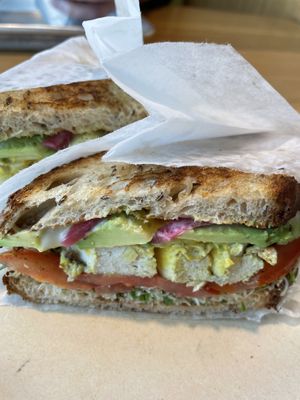 Grilled chik’n sandwich  at Veggie Grill by Next Level - University Village in Seattle