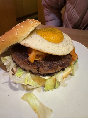 Kimchi burger  at Veggie Grill by Next Level - University Village in Seattle