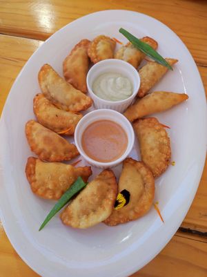 Mix de empanadas de entrada at Rocoto Cusqueño in Santiago