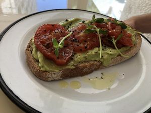 Avocado and tomato on toast   at Franca in Montevideo