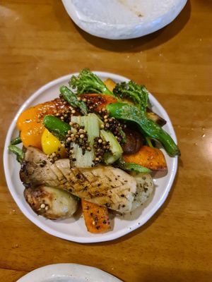 Fried vegetables at Obuthan in Busan