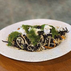 Vegan Korean Style Pasta with Seaweed at Obuthan in Busan