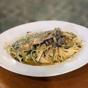 Vegan Korean Style Pasta with Seasonal Vegetables at Obuthan in Busan