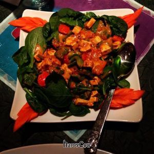 peanut spinach satay  at Thai Onzon in Cochrane